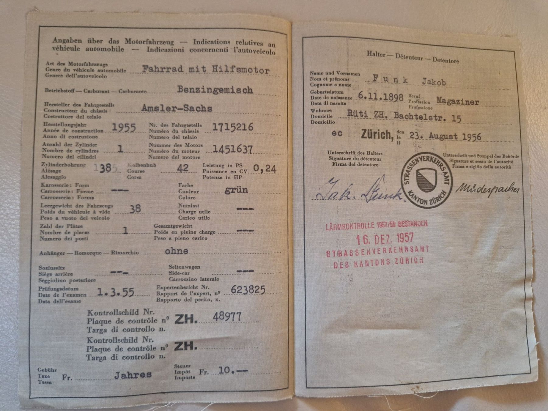 Documenti: Fahrzeugausweis – Usato da Wetzikon ZH venduto da Hella73