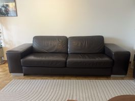 Ledersofa dunkelbraun 3-Sitzer guter Zustand