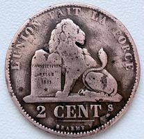 2 Centimes 1874 Belgien – Leopold II Historische Münze