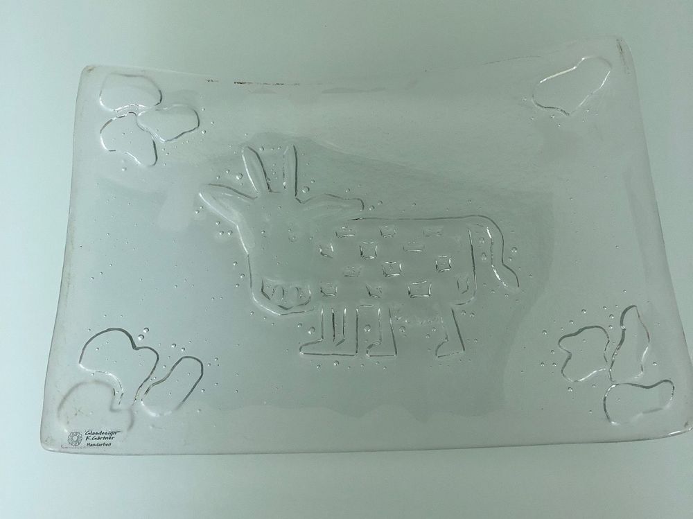Glas Schale mit Kuh Motiv von K. Gärtner Unikat Glasdesign Kaufen auf