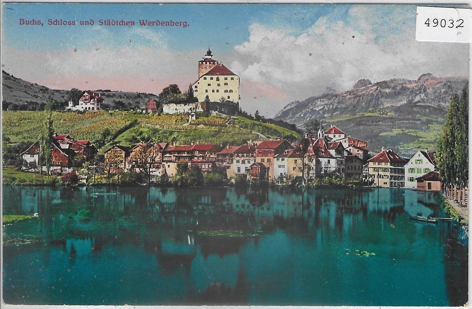 Cartoline postali: Buchs - Schloss und Städtchen Werdenberg - Litho – Usato da Ettingen venduto da Kartenplanet