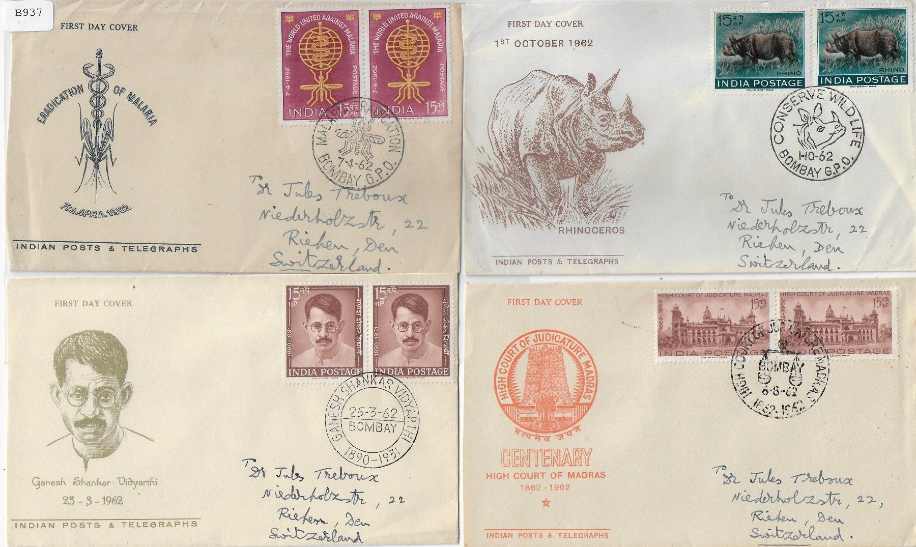 Alle Briefmarken: 4 FDC Indien – Neu und originalverpackt aus Ettingen von Kartenplanet