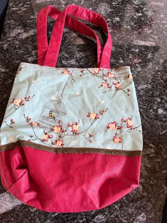 Handgemachte Einkaufstasche "Klarabella" mit Vogelmotiv 🐦