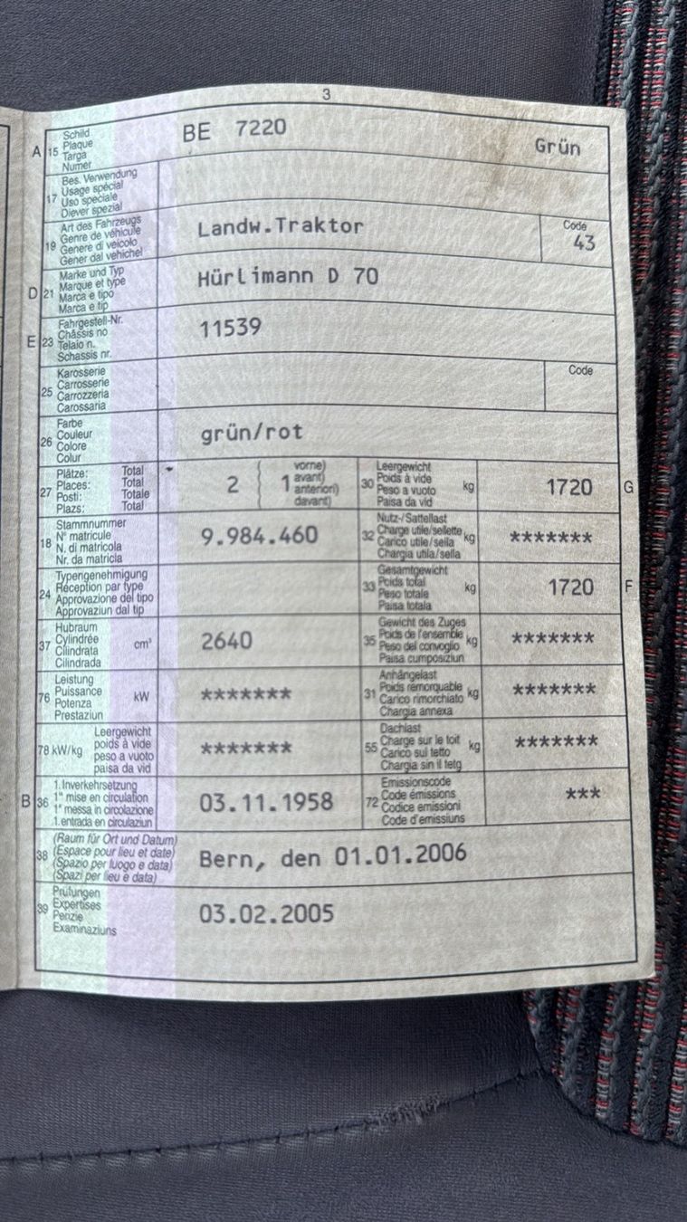 Hürlimann Trattori: Hürlimann D70 SSP – Usato da Rüti b. Büren venduto da aischa26 3