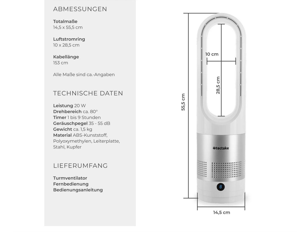 Ventilatori: Turmventilator Polar 80° Oszillation, 20 W8 – Nuovo (secondo la descrizione) da Steinhausen venduto da Retourenprofis 2