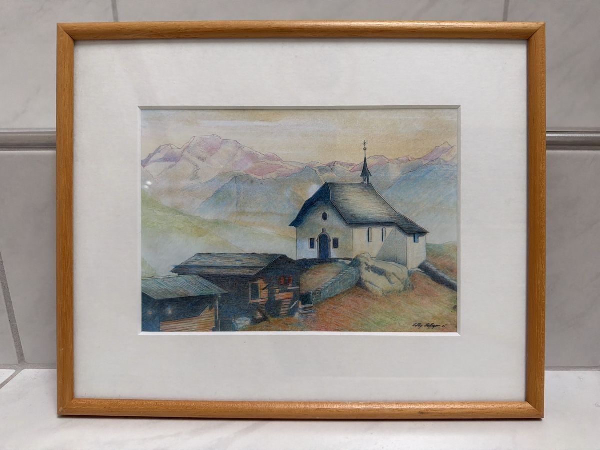Gemälde: Gemälde, Bettmeralp, original Farbstiftzeichnung. – Gebraucht aus Biberist von Momo33 6