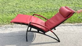 Liegesessel rot Leder Metall Gestell verstellbar
