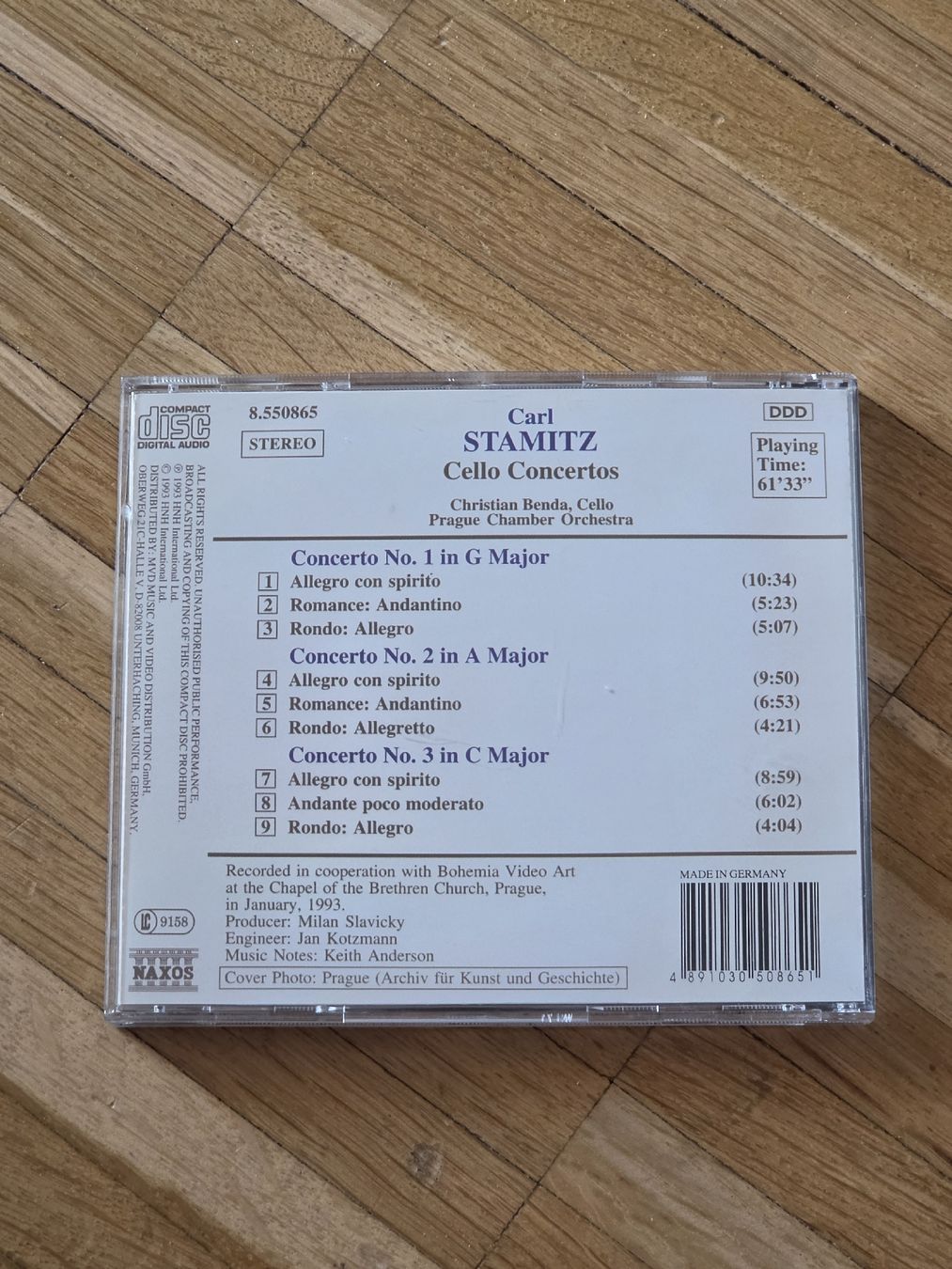 CD: CD: Carl Stamitz: Cello Concertos Nos. 1-3 – Usato da Aesch BL venduto da immon 1