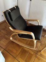Schaukelstuhl mit Hocker dunkelgrau Holz Zustand gut