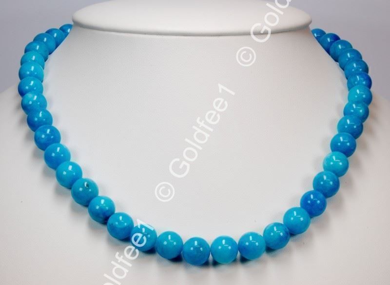 Catenine: Jade Kette Skyblue ca. 47cm – Nuovo e nell'imballaggio originale da Oberglatt ZH venduto da Goldfee1 1