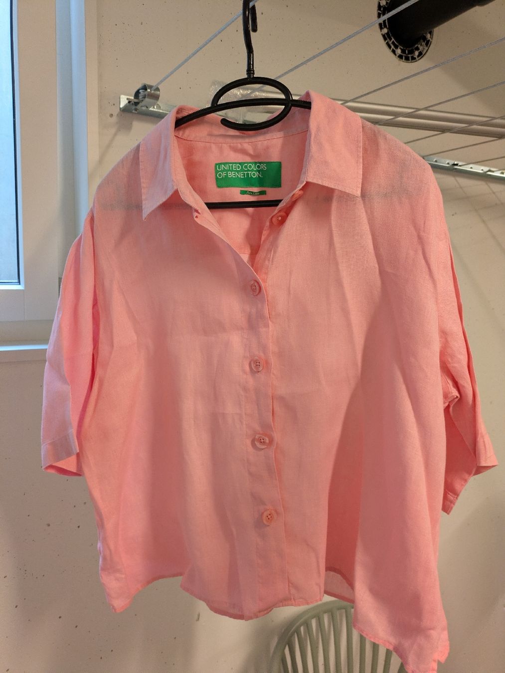 Benetton Camicette: Benetton Leinen Hemd, Gr. XL, Rosa – Usato da Ins venduto da Jacy1 3