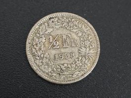 Schweizer Münze 1/2 Franken 1958
