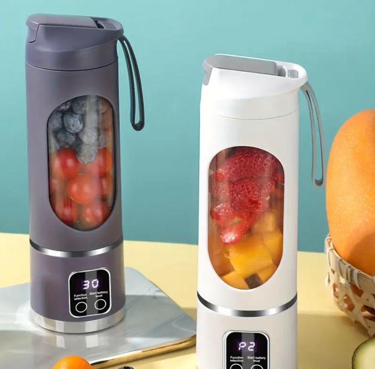 Fresh Juice Tragbarer Mixer to Go für Smoothie - Mini-Standmixer, kabellos und wiederaufladbar, ideal für frische Smoothies unterwegs – leicht zu reinigen und mit kraftvollem 4-Klingen-Design