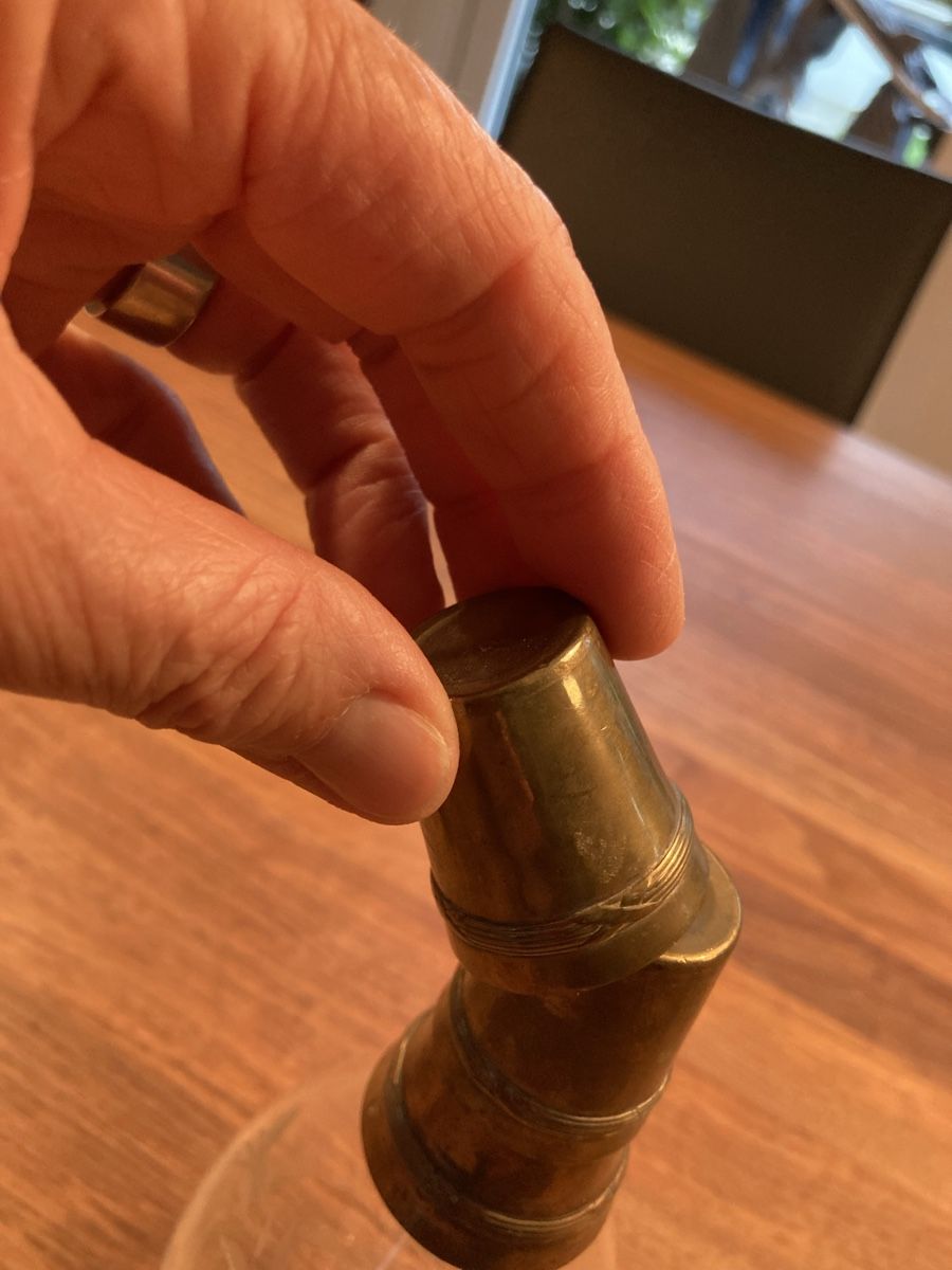 Caraffe: Antike Karaffe 6 Messing Becher – Usato da Kesswil venduto da Branca-01 3
