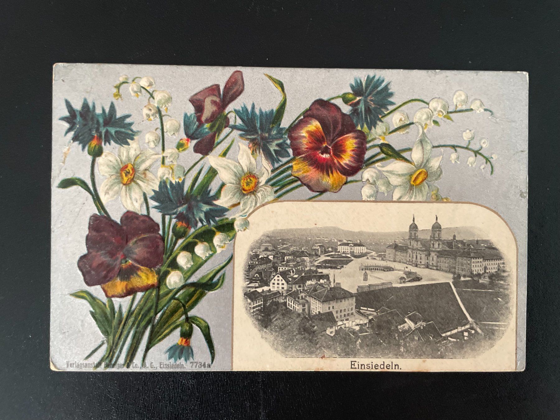 Cartoline postali: AK SZ Rahmenkarte mit Blumen, Einsiedeln – Difettoso da Thal venduto da Danny82