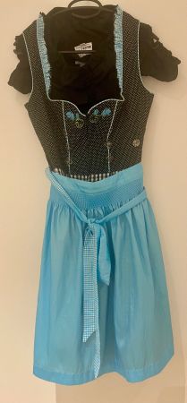 Dirndl MarJo Gr. 34 / 3-Teilig türkis/schwarz