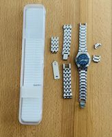 Swatch Irony Uhr Edelstahl blaues Zifferblatt mit Box