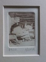 Katzenbild 74/100 handsigniert  Lithographie Radierung Druck