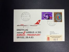 Swissair Erstflugbrief Zürich-Frankfurt 1983