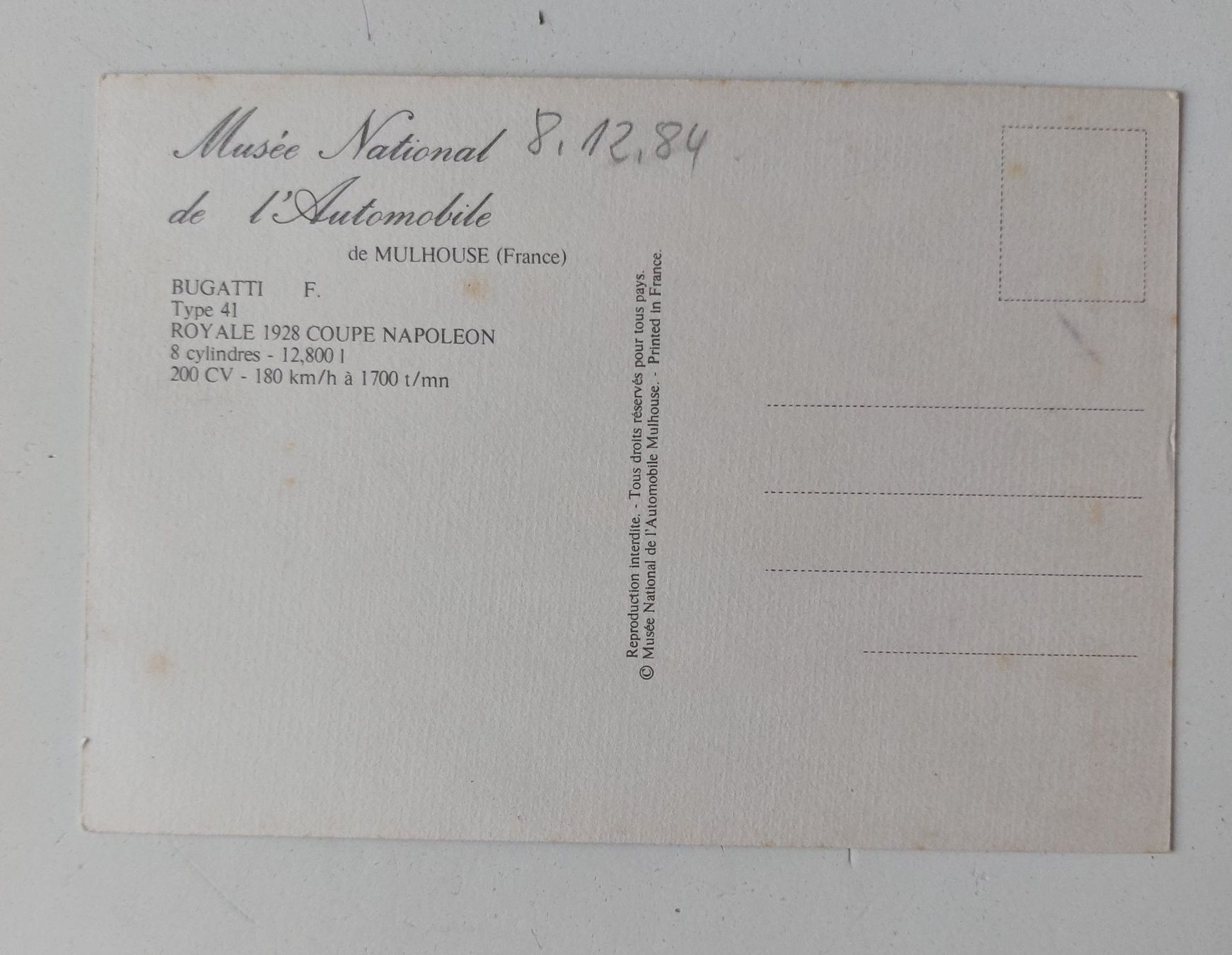 Cartoline postali: AK Ansichtskarte Bugatti Type 41 Royale 1928 Coupe Napoleon – Usato da Schenkon venduto da Uhu007 1