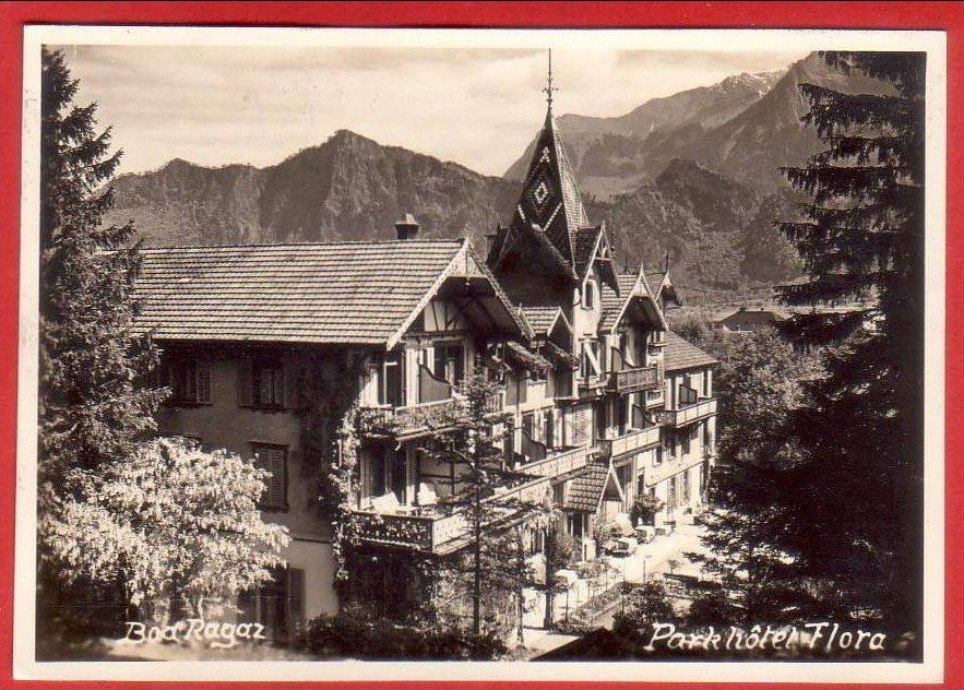 Cartoline postali: BAD RAGAZ, PARKHOTEL FLORA, GROSSFORMAT – Usato da Grüningen venduto da Kartenlaube