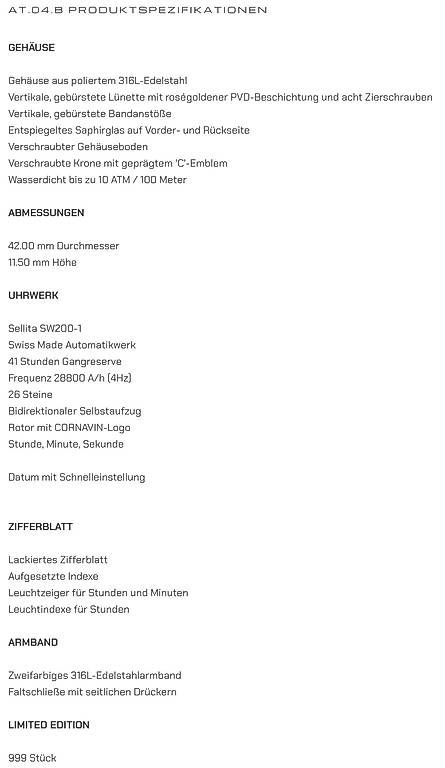 Uhren: CORNAVIN AT.04.B Automatic – Gebraucht aus Affoltern am Albis von Geminic2 1