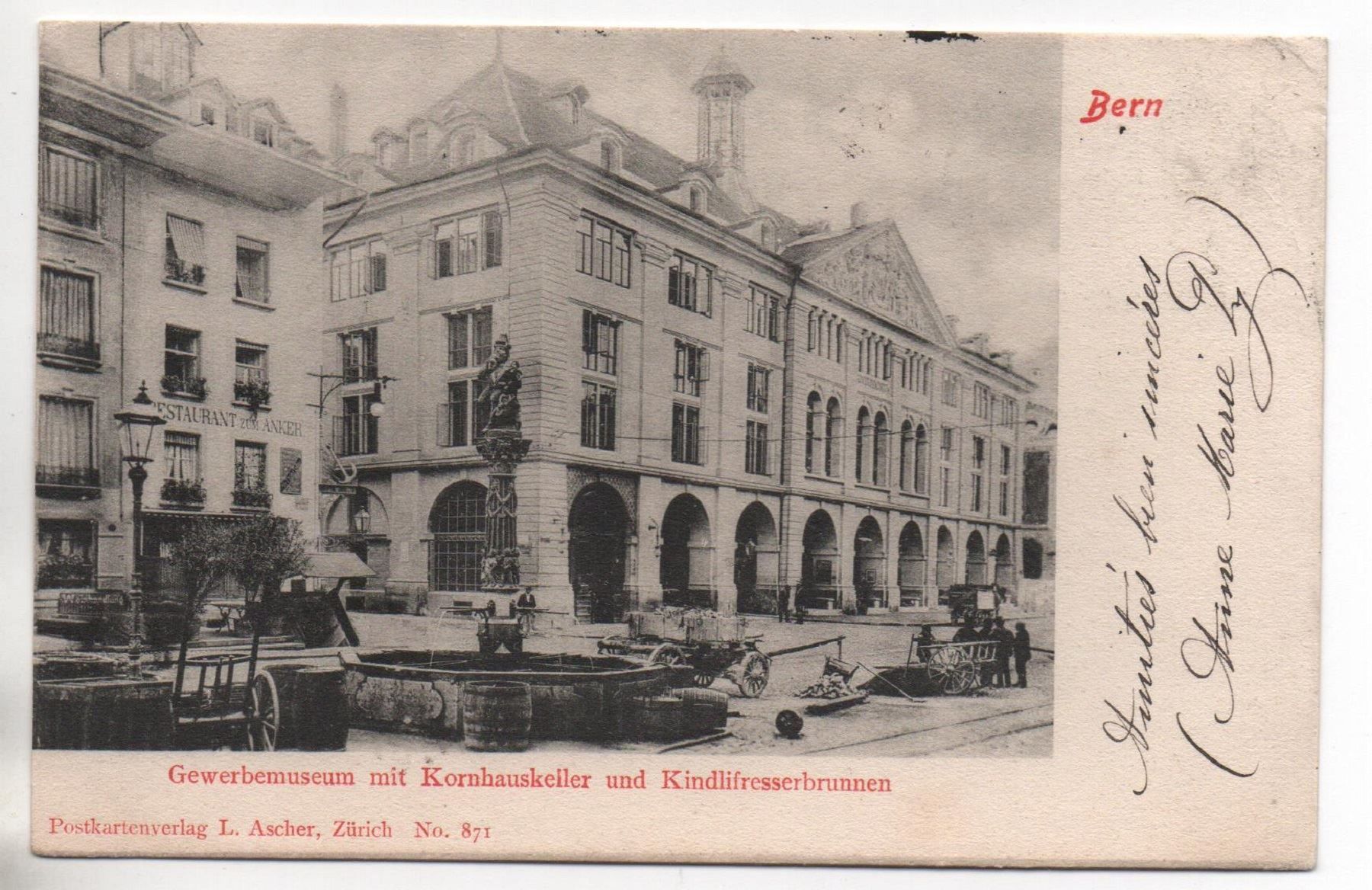 Cartes postales: BERN Gewerbemuseum mit Kornhauskeller - Restaurant Anker – D'occasion à Jona par philajona