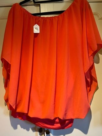 BLUSENKLEID-NEON,ROT-ORANGE