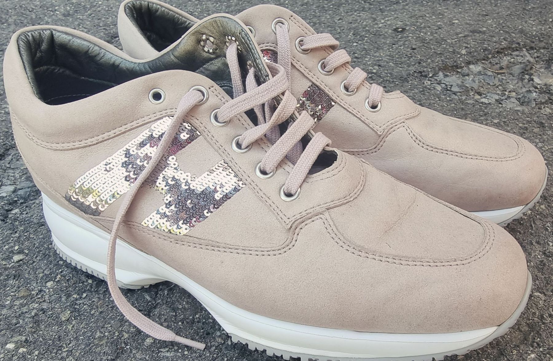 Scarpe da donna: Chaussures Hogan à paillettes rose – Usato da Vevey venduto da fer3ica