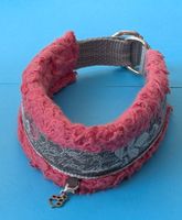 Nr. 05-Hunde-Halsband rosa- pinkfarbig mit Pfotenanhänger