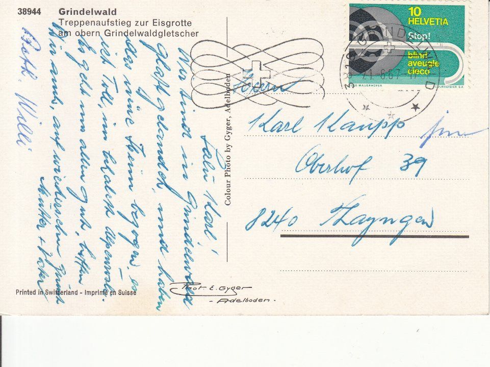 Cartoline postali: Grindelwald 1967 – Usato da Bürglen TG venduto da StampGraf 1
