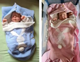 Baby Kuschelsack-Decke Häsli mit Bommel