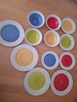 Geschirr Set bunt 12 Teilig: Teller und Schalen
