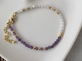 Bracelet en pierre de lune et améthyste - Mondstein Armband