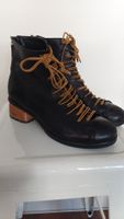 Stiefeletten Damen Leder Schnürung Schwarz Grösse 38