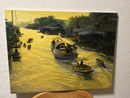 Asiatische Flusslandschaft, Gemälde, Top Zustand! Signiert