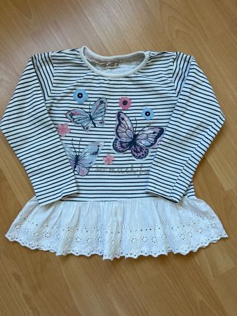 Langarmshirt Crafted gestreift Schmetterling