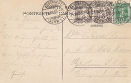 1908 seltene MiF, Postkarte von Küssnacht - Berlin, FA Berra