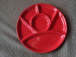 6 Assiettes de service rouge, pour la raclette ou fondue