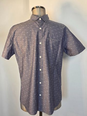 M 39/40 SPRINGFIELD Herren Kurzarm Hemd Sommer taubenblau