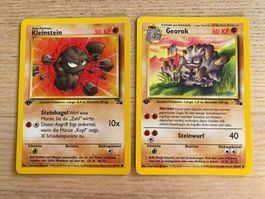 Pokemon Karte Kleinstein 47/62 + Georok 37/62 1. Generation