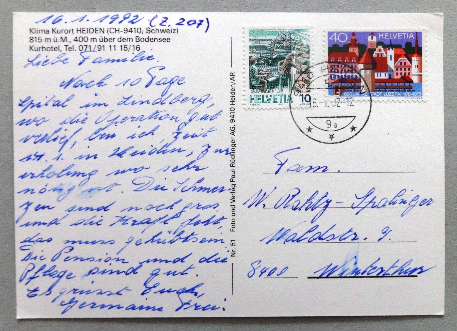 Cartoline postali: Klima Kurort Heiden – Usato da Fétigny venduto da Billy2miny 1