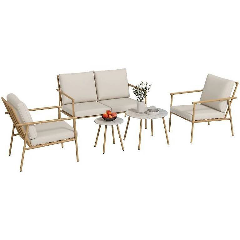 Set di tavolo e panche: Stabiles Gartenmöbel-Set, 5-teilig, Tisch in Marmoroptik – Nuovo e nell'imballaggio originale da Flawil venduto da vivalacasa 6