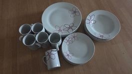 24-teiliges Geschirrset für 6 Personen – Blumenmuster