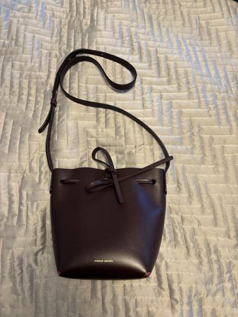 Mansur Gabriel mini bucket bag in Bordeaux
