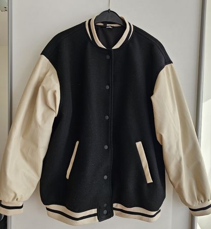H&M College Jacke Bomberjacke Gr. M beige/schwarz