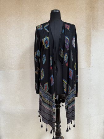 DESIGUAL leichte Strickjacke schwarz gemustert Grösse M 