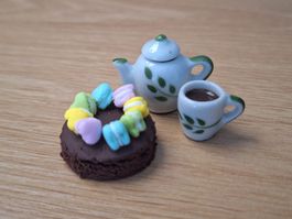 Keramik Kaffee Set mit Torte, Handgemacht. Auch für Maileg