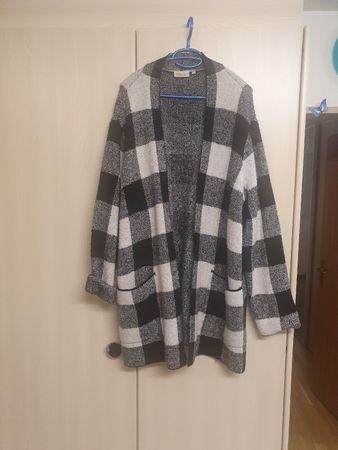 Canda Strickjacke XL Schwarz Weiss Kariert Herbst Top