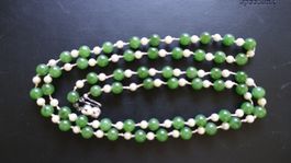 Edelstein Schmuck-Halskette, Chrysopras mit Zuchtperlen